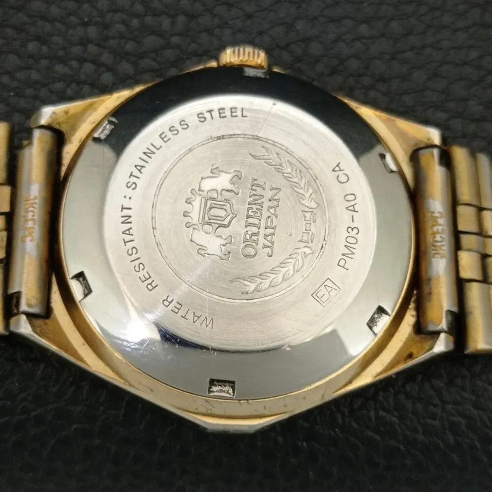 Vintage 1976 Orient Automatic Mens Gold Watch W/daydate & Diamond accents